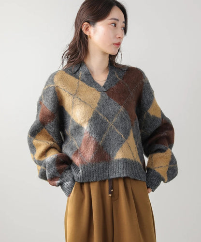 Bou Jeloud Argyle Collared Knit