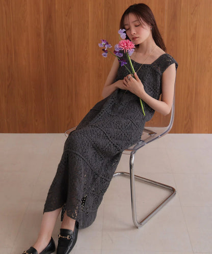 Boho Crochet Maxi Dress for Women – Sleeveless Summer Resort Style