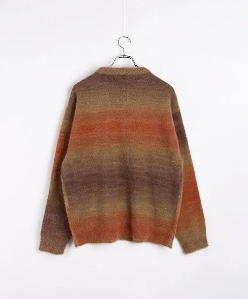 Feather Yarn Gradient Crew Knit