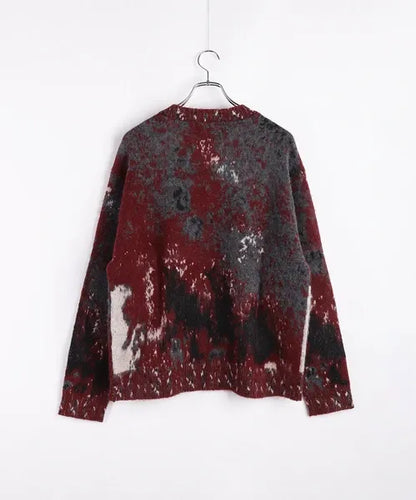 Wool-Mix Abstract Splash Stretch Crew Knit
