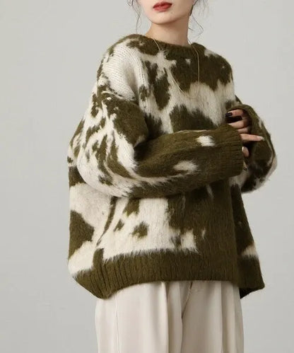 Mohair-Touch Tie-Dye Oversized Knit Pullover