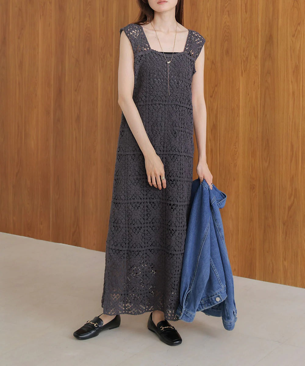 Boho Crochet Maxi Dress for Women – Sleeveless Summer Resort Style