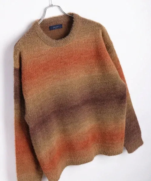 Feather Yarn Gradient Crew Knit