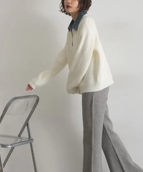 Denim Layered Zip Cardigan