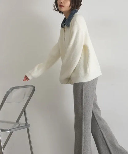 Denim Layered Zip Cardigan