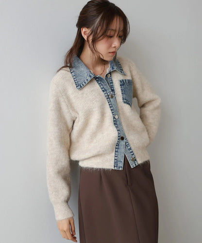 Bou Jeloud Denim Knit Cardigan