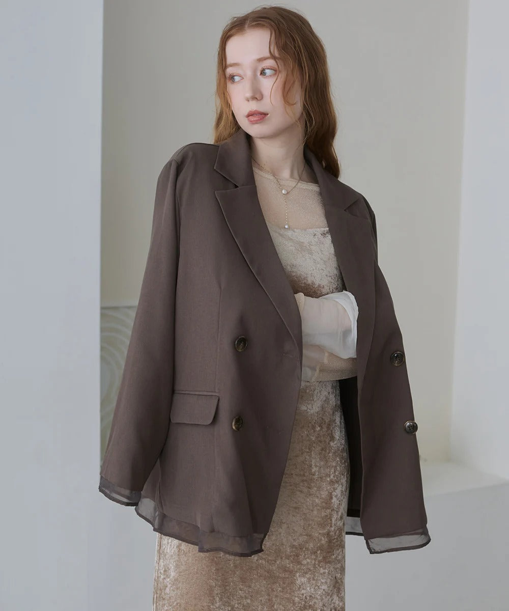 Bab Sheer Double-Breasted Tailored Jacket