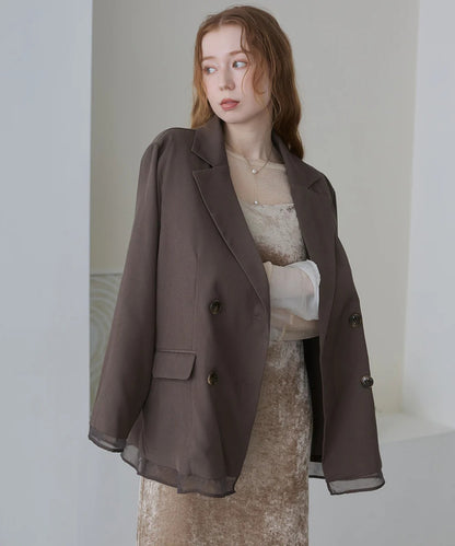 Bab Sheer Double-Breasted Tailored Jacket