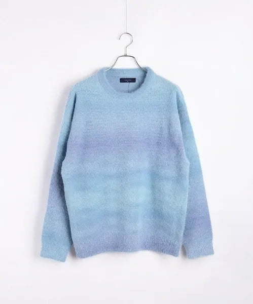 Feather Yarn Gradient Crew Knit
