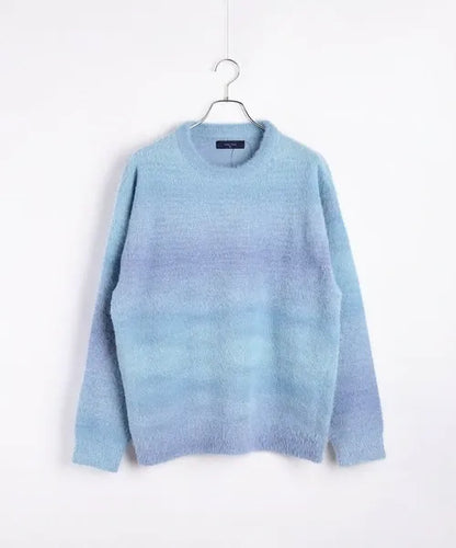 Feather Yarn Gradient Crew Knit