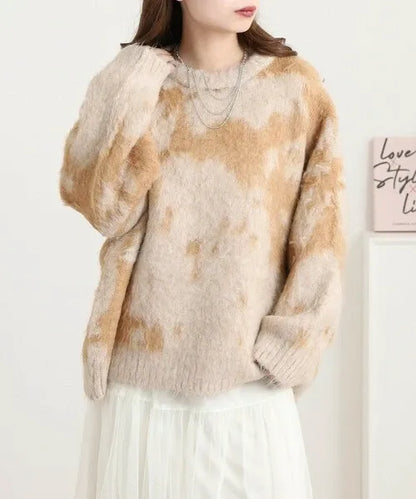 Mohair-Touch Tie-Dye Oversized Knit Pullover