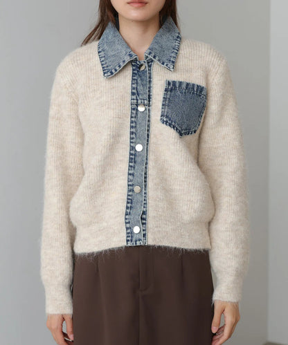 Bou Jeloud Denim Knit Cardigan