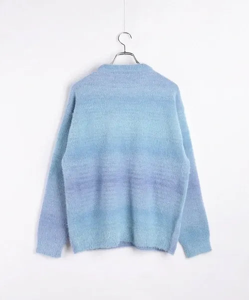 Feather Yarn Gradient Crew Knit