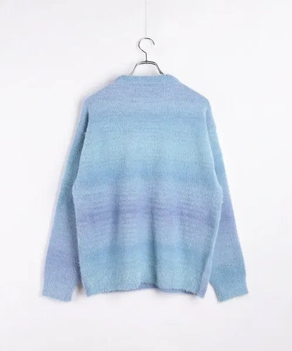 Feather Yarn Gradient Crew Knit