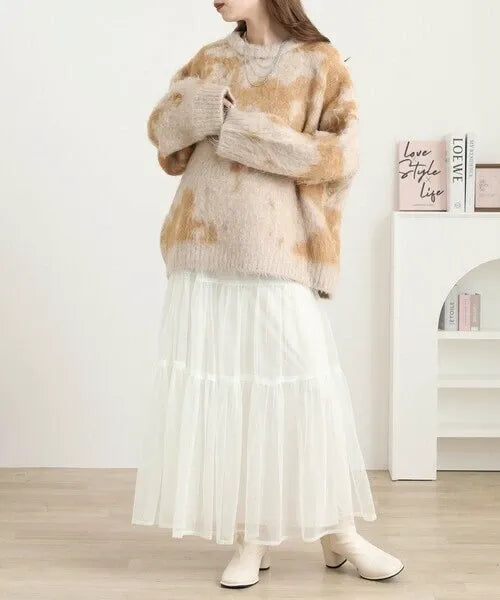 Mohair-Touch Tie-Dye Oversized Knit Pullover