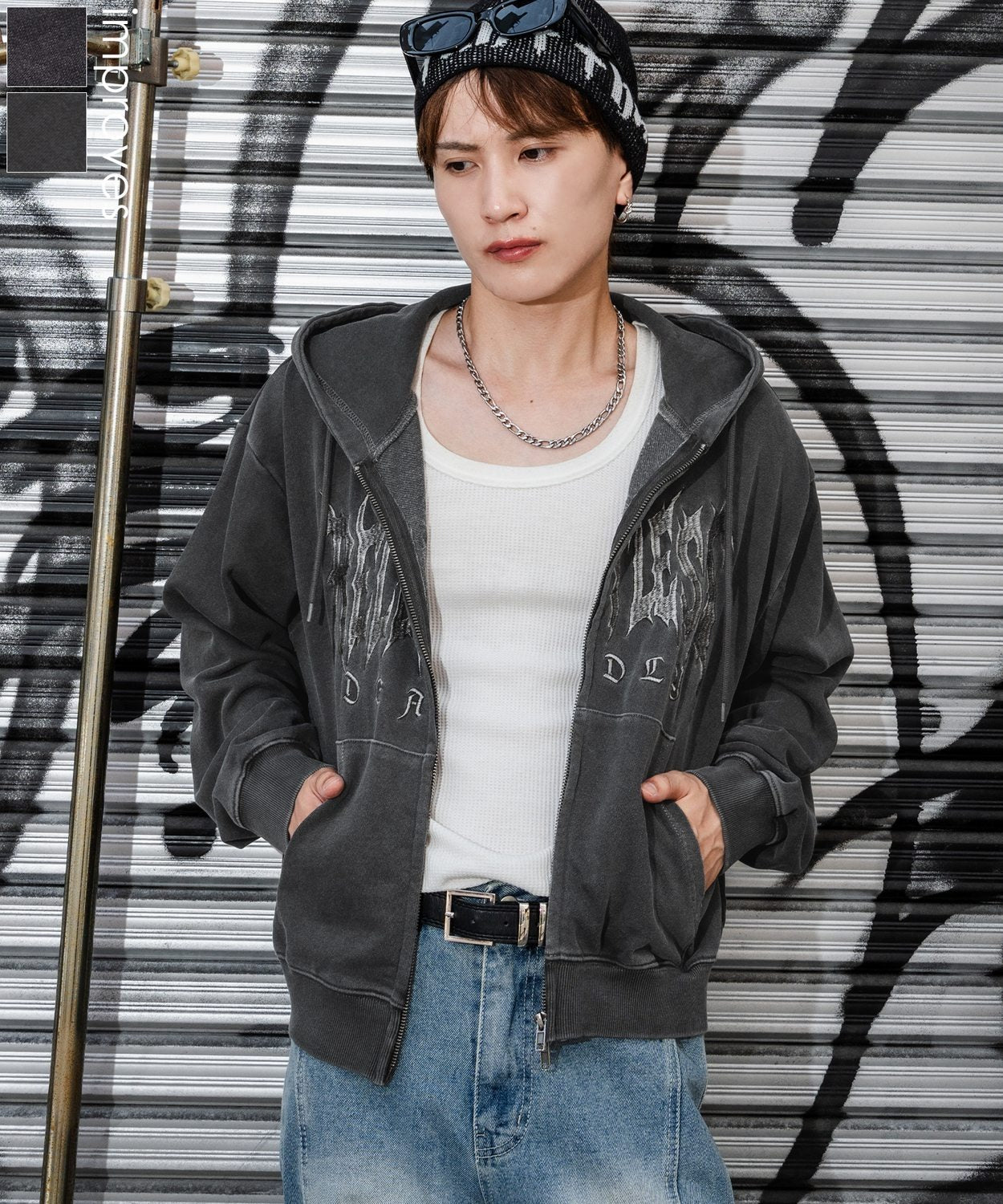 Embroidered Logo Short-Length Fleece Sweatshirt