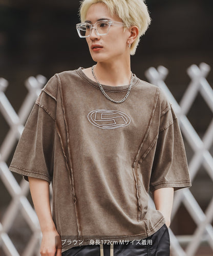 Oval Logo Short Sleeve Grunge T-shirt