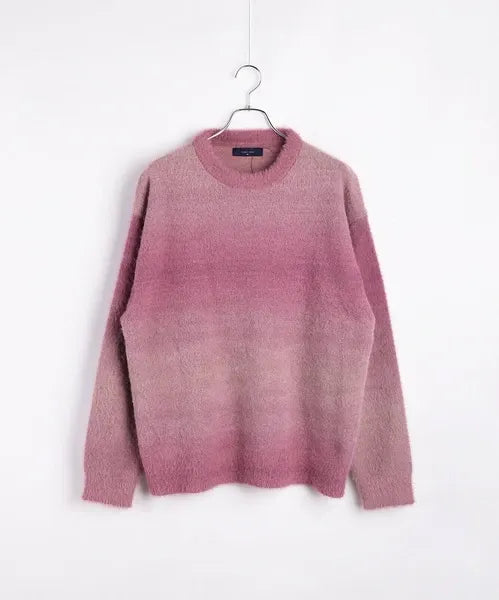 Feather Yarn Gradient Crew Knit