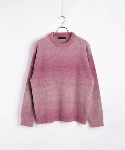 Feather Yarn Gradient Crew Knit