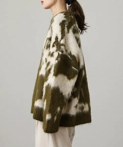 Mohair-Touch Tie-Dye Oversized Knit Pullover