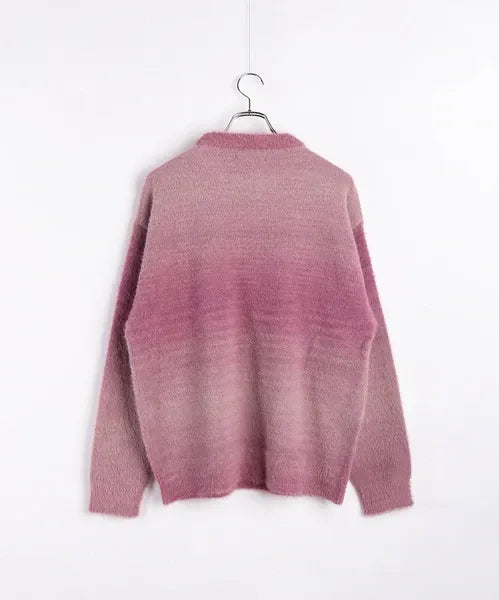Feather Yarn Gradient Crew Knit