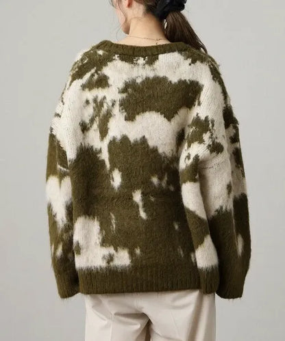 Mohair-Touch Tie-Dye Oversized Knit Pullover