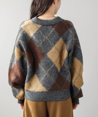 Bou Jeloud Argyle Collared Knit