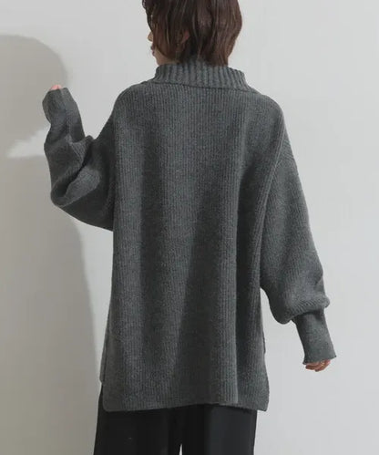 Half-Zip Long Knit Pullover