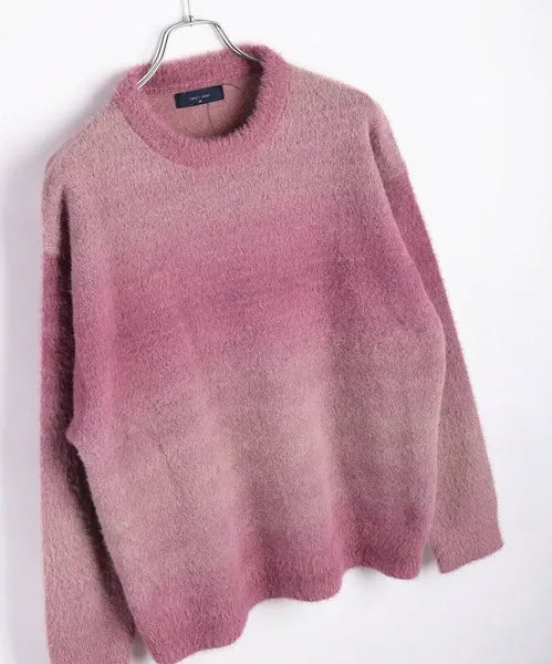 Feather Yarn Gradient Crew Knit