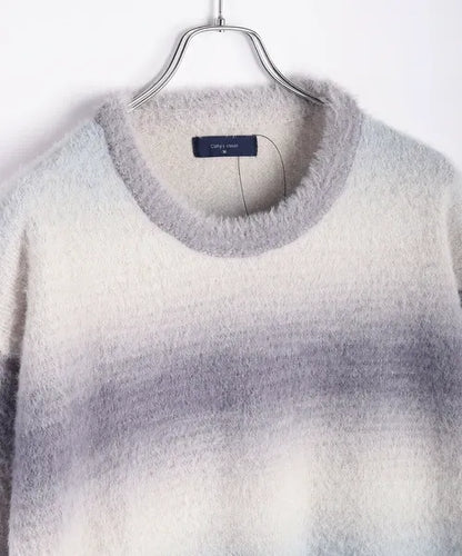 Feather Yarn Gradient Crew Knit