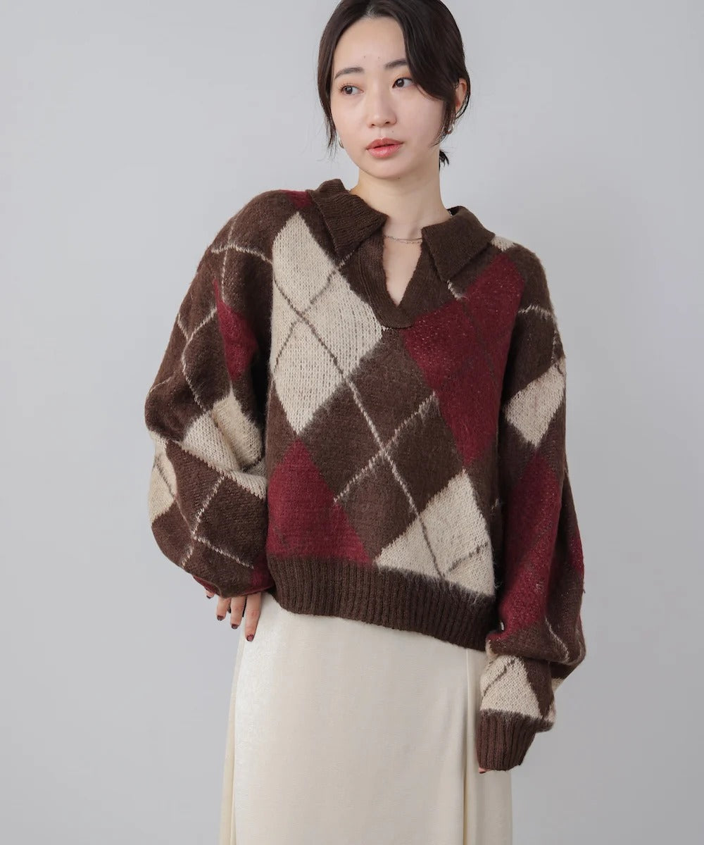 Bou Jeloud Argyle Collared Knit