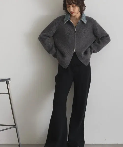 Denim Layered Zip Cardigan