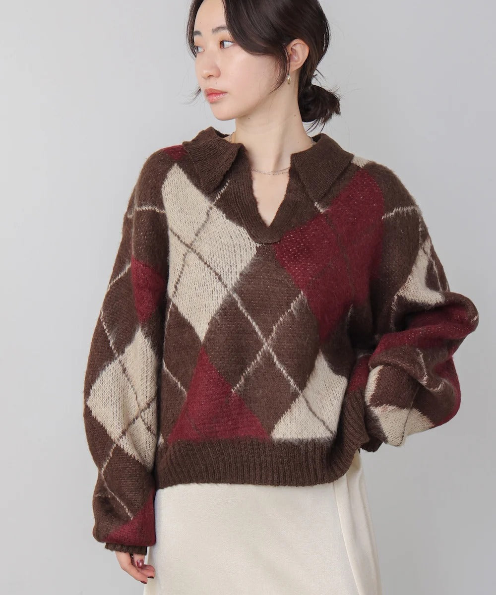 Bou Jeloud Argyle Collared Knit