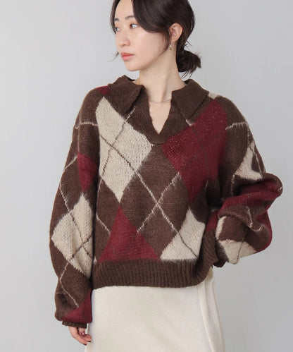 Bou Jeloud Argyle Collared Knit