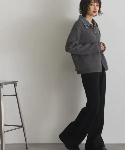 Denim Layered Zip Cardigan