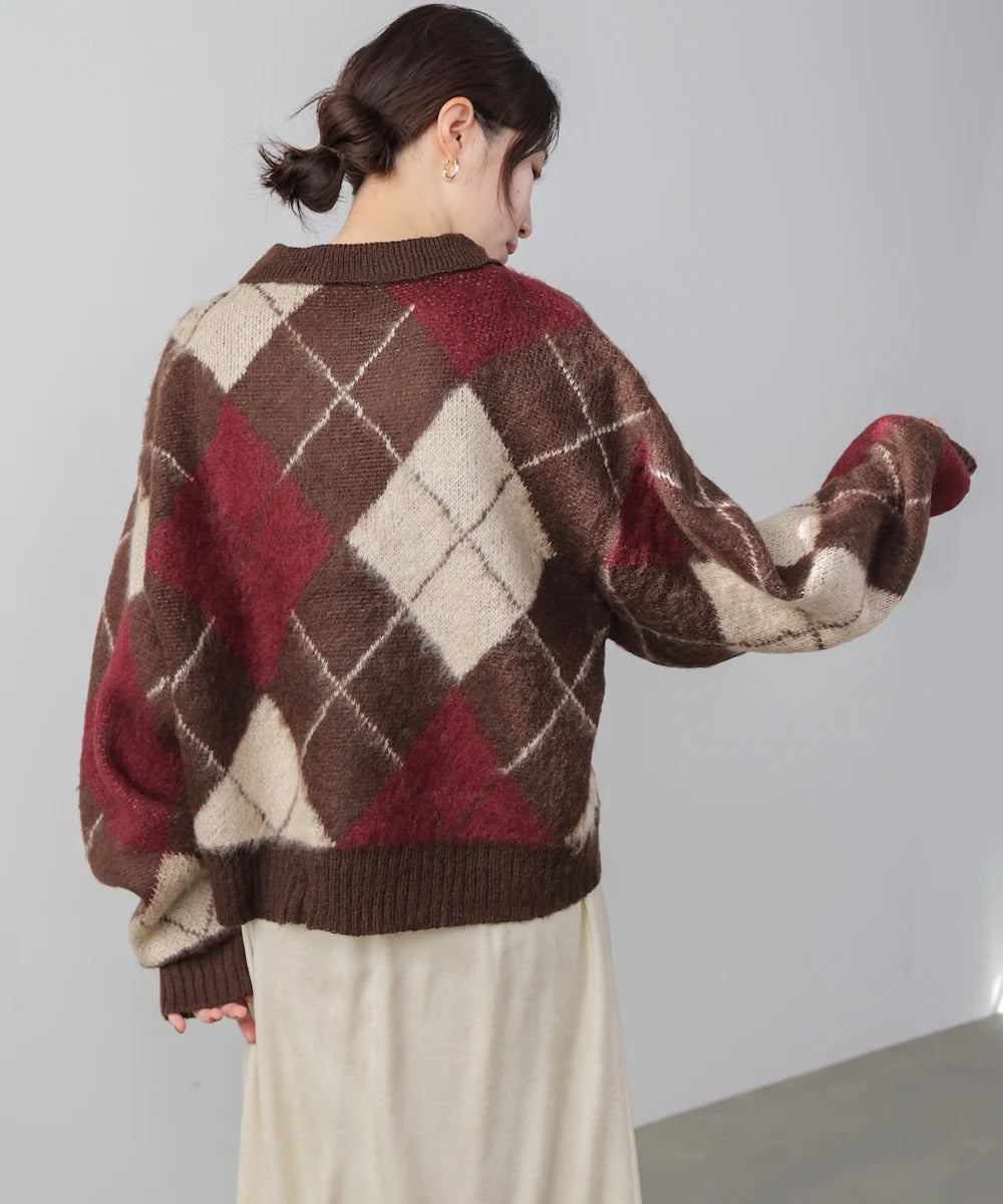 Bou Jeloud Argyle Collared Knit