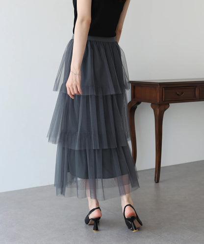 BLUE EAST Tulle Tiered Skirt